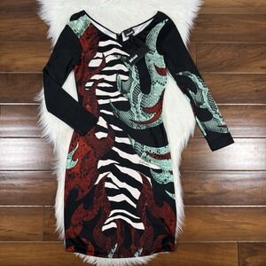 Just Cavalli Women's Size 40 / US Small Mixed Animal Print Bodycon Mini Dress
